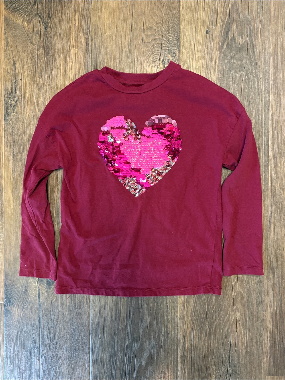Girls Sequin Heart long sleeve T